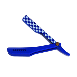 Rasoirs pliants manuels de rasage lisse enduits de couleur bleue pour hommes Rasoir à bord droit de barbier - Product Image 6