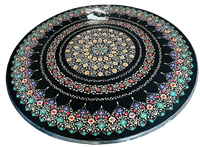 Plateau de table basse rond décoratif en Pietra Dura, meuble de salon traditionnel, marqueterie en marbre faite à la main, mosaïque