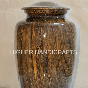 Wooden Textured Adult Cremation Urn for Ashes Elegant Wood Finish Aluminum Urn Funeral <b>Memorial</b> <b>Keepsake</b> Urn Supplier - Product Image 3