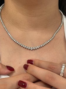 Collar de Cadena de Tenis de Diamantes Naturales de Lujo, Oro Puro de 14K y 22K, Diamantes Redondos con Corte Graduado D-VVS, Cadenas de Tenis de Lujo para Ella - Product Image 6