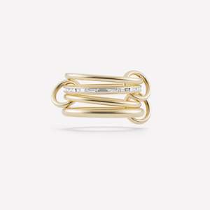 Nuevo anillo de conector de diamante de moissanita de corte Baguette de oro sólido de 10K, anillo de declaración de eternidad conectado de enlace múltiple para ella - Product Image 1