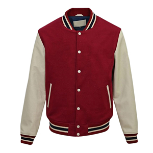 Custom Men'<b>s</b> Baseball <b>Jacket</b> Stand Casual Varisty Letterman Varsity <b>Jacket</b> Embroidered Logo Front Cow Skin Leather Sleeves - Product Image 1