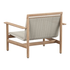 Fauteuil de club d'extérieur en teck massif de conception nordique, tissage de corde de luxe, écologique, durable, fauteuil de jardin pour véranda, résistant aux intempéries - Product Image 3