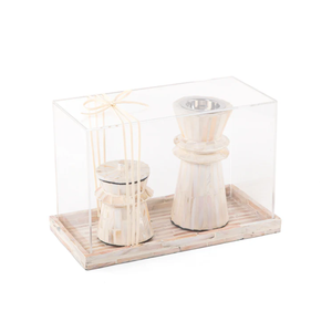 Quemador de incienso de nácar elegante hecho a mano vietnamita con tapa acrílica juego de caja de bandeja para uso religioso en Eid Ramadán - Product Image 3