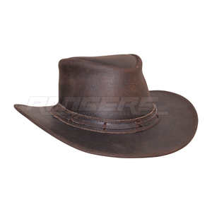 Sombreros de Vaquero de Cuero Marrón, Estilo Vintage, Sombreros de Cuero Genuino, Logotipo Personalizado, Sombreros Vaqueros Occidentales a la Moda - Product Image 3