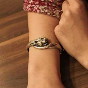 925 Sterling <b>Silver</b> Panther Model <b>Cuff</b> <b>Bracelet</b> Fashion Accessory - Product Image 1