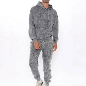 Chándal sólido con capucha de invierno transpirable lavado ácido tela suave ajuste relajado Ideal para deportes trajes casuales y ropa de salón - Product Image 1