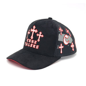 Sombrero de camionero de gamuza de 5 paneles con logotipo bordado personalizado, sombrero de cubierta a precio de fábrica - Product Image 2