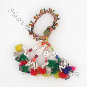 Real Vintage afgano Banjara Kuchi Tribal étnico artesanía con cuentas Boho Gypsy borla auténtico BANJARA tribal brazalete tobillera - Product Image 1