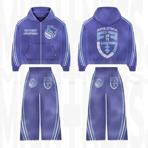 Ensemble de survêtement décontracté personnalisé, sweat à capuche zippé intégral et pantalon large, imprimé graphique premium, coupe unisexe - Product Image 5