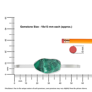 925 Sterling Silver Twister Bracelet Malachite Gemstone Forme Brute Lunette Naturelle Réglage À La Mode Femmes Cadeau Fête - Product Image 3