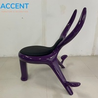 Fauteuil d'appoint en fibre de verre massif sculpté en forme de corne de taureau, avec coussin rembourré, chaise longue design, couleur personnalisée, décoration de villa