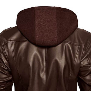Chaqueta de Cuero Revestida Personalizada de Alta Calidad para Hombre con Cuello Alto, Diseño de Cremallera, Decoración Bordada, Ropa de Abrigo de Invierno Resistente al Viento - Product Image 2