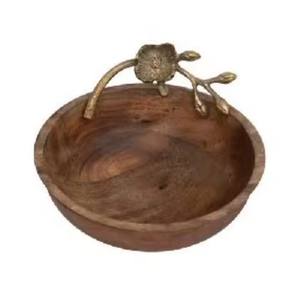 Adorable cuenco de madera para servir con acentos de lirio decorados Última llegada Nuevo diseño de proveedor indio - Product Image 5