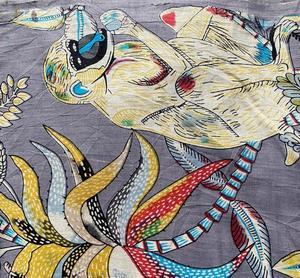 Albornoz de algodón ligero para mujer Caftán Diseño de punto Estampado de bloque de mono Inspirado Niños Artesanía Tela de patio Vestido de uso de pasarela - Product Image 2