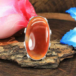 Wholesale 92.5 Sterling <b>Silver</b> <b>Ring</b> Asscher Cut Red Sardonyx Gemstone Geometric Pattern Rhodium Plated Platinum Main Stone Fine Jewelry - Product Image 3