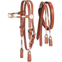 Bridon et rênes en cuir pleine fleur légers faits à la main, double couture, style anglais, pour course hippique, Inde