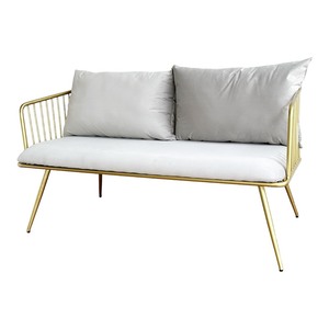 Modern 2-Seater Iron Frame Patio <b>Bench</b> with Fabric <b>Cushion</b> for Outdoor Dining or Villa SFB68070 - Product Image 4