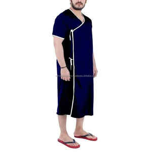 T-shirt de réadaptation en coton à fermeture éclair pour patient, idéal après l'hôpital, avec boutons-pression latéraux pour blouses médicales - Product Image 3