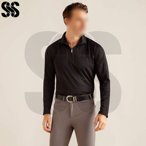 Sous-vêtement de base pour l'équitation pour homme, couleur unie noire, mélange de polyester/spandex hautement extensible, séchage rapide, anti-odeur, body shaper équestre - Product Image 2