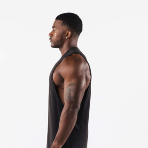 T-shirt sans manches en maille décontractée, ample, à séchage rapide, en polyester, à découpe latérale, pour le sport, la salle de sport, l'été - Product Image 1