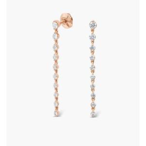 Round Lab Grown Diamond Dangling Drop <b>Earrings</b> 14K Yellow <b>Gold</b> Round Lab Diamond Wedding <b>Earrings</b> Screw <b>Back</b> <b>Earring</b> - Product Image 2