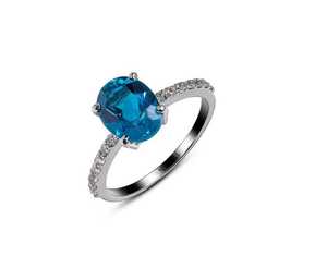 Anillo de Topacio Azul de Londres en plata de ley 925, joyería de piedras preciosas azules, regalo perfecto para su elegante anillo de plata - Product Image 5