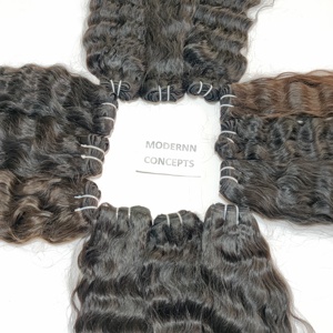 <b>Cheap</b> Deep Wavy Cuticle Aligned Indian Virgin Human Hair <b>Extensions</b> None Chemical Processed Natural Black Color Human Hair - Product Image 2