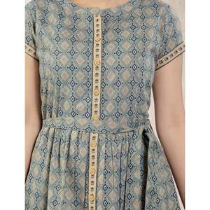 Vestido Corto Informal de Algodón Estampado Verde Mar, Largo hasta la Rodilla, Transpirable y Elegante para el Verano, Playa o Club, Talla XS, ODM - Product Image 2