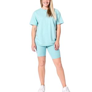 Nouveau été en gros femmes couleur unie à manches courtes col rond 100% coton lourd 250 GSM surdimensionné - Product Image 1