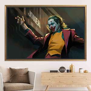 Impression sur toile abstraite Joker - Œuvre d'art imprimée pour une décoration murale unique, toile encadrée dorée - Product Image 1