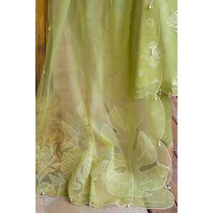 Costume en mousseline de soie vert non cousu en 3 pièces pour femmes pour le printemps/été - Product Image 4