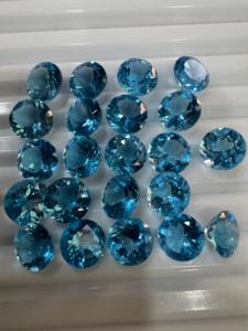 คุณภาพสูง8mm รอบเหลี่ยมเพชรพลอยหลวมธรรมชาติลอนดอนบลูโทปาซ - Product Image 3