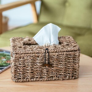 Boîte à mouchoirs en jonc de mer durable pour cuisine prix usine boîtes de rangement en papier serviette pour salon - Product Image 1