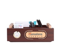 Nouveau Coffret Cadeau d'Entreprise en Gros Promotionnel avec Logo Personnalisé, Calculatrice en Bois, Horloge, Porte-Stylo et Sous-Verres pour Bureau