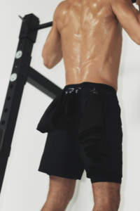 Haute qualité 2-en-1 extensible noir tissé matériel hommes sports d'été course Compression Shorts haut taille Type respirant - Product Image 6