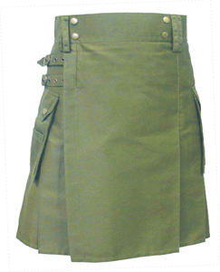 Kilt utilitaire confortable en coton olive pour hommes, vêtements traditionnels européens - Product Image 2