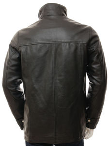 Chaqueta de Motociclista Estilo Slim Fit en Cuero Genuino Negro con Botones, Chaquetas de Cuero, Ropa Exterior Informal - Product Image 5