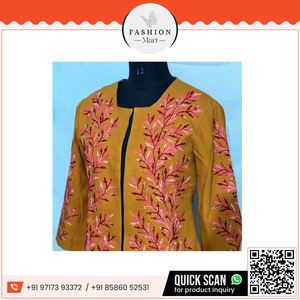 Robe longue bohème brodée à la main en coton doré et perles pour femme - Product Image 3