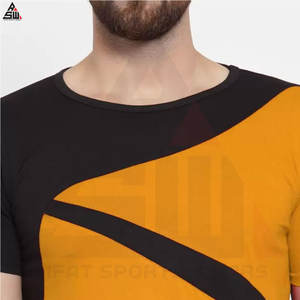 เสื้อยืดผู้ชายแขนสั้นสีแดง & ดำลายบริการ OEM ออกแบบโลโก้ของคุณเองเสื้อยืดฤดูร้อน - Product Image 3