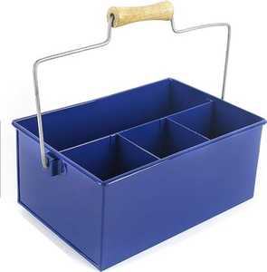 Caddy de metal galvanizado con múltiples 9 compartimentos con mango de madera Caddy de metal a precio asequible - Product Image 4