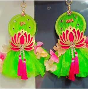 Shubh Labh Lotus Colgante de pared Diwali especial Lotus Hangings para decoración Floral Wall Hangings Temple Decor Pooja Room - Product Image 5