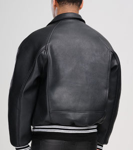 Chaquetas Bomber de Cuero Genuino para Hombre de Alta Calidad al por Mayor, Tela de Lona, Invierno, con Capucha, Logotipo en Relieve, Bordado, Estilo Urbano - Product Image 3