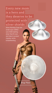 925k Silver Nursing <b>Cups</b> Hypoallergenic <b>Reusable</b> Nipple Shields Soothing Breastfeeding Solution for Sore Nipples for Maternity - Product Image 2