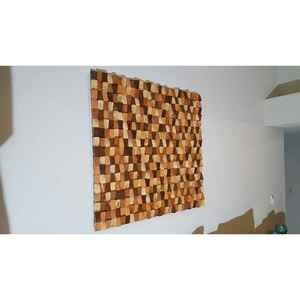 Desert Rose Wood Mosaic Handmade Eco Style Chocolaty Brown Panneau décoratif en bois accrocheur avec cadre - Product Image 1