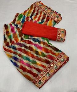 Sari Banarasi Étnico de Diseñador, para Fiestas, de Rayón, Seda, Algodón y Lino, Bordado, para Bodas, Belleza Atemporal y Atractiva - Product Image 3