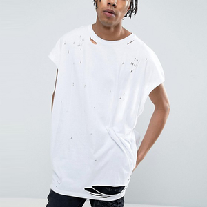 T-shirts d'été pour hommes à col en V effet vieilli, en polyester/coton épais, respirants et écologiques - Product Image 6