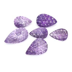 6 piezas amatista tallada amatista miel peine patrón tallado cabujón tallado Natural amatista piedra preciosa cabujón - Product Image 1