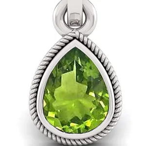 Natural Peridot Gemstone 925 Sterling Silver Pendant For Woman Stylish Silver Jewelry Charm Silver Pendant