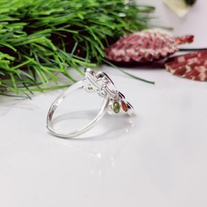 Anillo de Chakra de piedra múltiple Anillo de estilo de chakra de loto Anillo de loto de siete piedras - Product Image 4